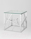 Миниатюра изображения товара Журнальный столик Stool Group Арт Деко 55x55 / EET-015 (прозрачное стекло/сталь серебристый)