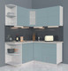 Миниатюра изображения товара Кухонный гарнитур Интерлиния Мила Матте 1.5x1.6 А левая (океан/океан/травертин серый)