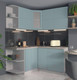 Миниатюра изображения товара Кухонный гарнитур Интерлиния Мила Матте 1.5x1.6 А левая (океан/океан/травертин серый)