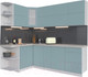 Миниатюра изображения товара Кухонный гарнитур Интерлиния Мила Матте 1.5x2.3 А левая (океан/океан/травертин серый)