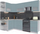 Миниатюра изображения товара Кухонный гарнитур Интерлиния Мила Матте 1.5x2.5 Б левая (океан/океан/травертин серый)