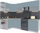 Миниатюра изображения товара Кухонный гарнитур Интерлиния Мила Матте 1.5x2.7 Б левая (океан/океан/травертин серый)