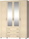 Миниатюра изображения товара Шкаф Премиум Гармония четырехстворчатый с зеркалами и накладками (шимо светлый)