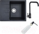 Миниатюра изображения товара Мойка кухонная со смесителем БелЭворс Mila R + смеситель W4998-4-22 + дозатор L405F (черный)