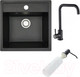 Миниатюра изображения товара Мойка кухонная со смесителем БелЭворс Rio + смеситель W4998-4-22 + дозатор L405F (черный)