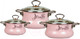 Миниатюра изображения товара Набор кастрюль СтальЭмаль Maestro 8DT135S (розовый)