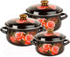 Миниатюра изображения товара Набор кастрюль КМЗ Розалия 1 (3шт, коричневый)