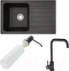 Миниатюра изображения товара Мойка кухонная со смесителем БелЭворс Styl L + смеситель W4998-4-22 + дозатор L405F (черный)