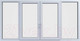 Миниатюра изображения товара Балконная рама Brusbox Roto NX Поворотно-откидные 2 центральные створки 2 стекла (1400x2400x60)