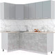 Миниатюра изображения товара Кухонный гарнитур Интерлиния Мила Лайт 1.2x2.1 (серебристый/бетон/бискайская сосна)