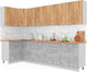 Миниатюра изображения товара Кухонный гарнитур Интерлиния Мила Лайт 1.2x3.0 (дуб золотой/бетон/дуб бунратти)