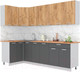 Миниатюра изображения товара Кухонный гарнитур Интерлиния Мила Лайт 1.2x2.6 (дуб золотой/антрацит/дуб бунратти)