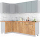 Миниатюра изображения товара Кухонный гарнитур Интерлиния Мила Лайт 1.2x2.5 (серебристый/дуб золотой/дуб бунратти)
