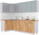 Миниатюра изображения товара Кухонный гарнитур Интерлиния Мила Лайт 1.2x2.6 (серебристый/дуб золотой/дуб бунратти)