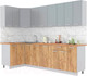 Миниатюра изображения товара Кухонный гарнитур Интерлиния Мила Лайт 1.2x2.7 (серебристый/дуб золотой/дуб бунратти)