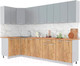 Миниатюра изображения товара Кухонный гарнитур Интерлиния Мила Лайт 1.2x3.0 (серебристый/дуб золотой/дуб бунратти)
