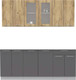 Миниатюра изображения товара Кухонный гарнитур Интерлиния Мила 20-60 (дуб золотой/антрацит/дуб бунратти)