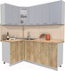Миниатюра изображения товара Кухонный гарнитур Интерлиния Мила 12x19 (серебристый/дуб золотой/дуб бунратти)