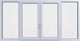 Миниатюра изображения товара Балконная рама Brusbox Futuruss Поворотно-откидные 2 центральные створки 2 стекла (1450x2450x60)