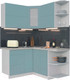 Миниатюра изображения товара Кухонный гарнитур Интерлиния Мила Матте 1.5x1.4 А правая (океан/океан/травертин серый)