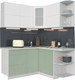 Миниатюра изображения товара Кухонный гарнитур Интерлиния Мила Матте 1.5x1.6 А правая (белый/мята/опал светлый)