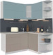 Миниатюра изображения товара Кухонный гарнитур Интерлиния Мила Матте 1.5x1.7 А правая (океан/луна/травертин серый)