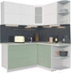 Миниатюра изображения товара Кухонный гарнитур Интерлиния Мила Матте 1.5x1.7 А правая (белый/мята/опал светлый)