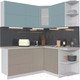 Миниатюра изображения товара Кухонный гарнитур Интерлиния Мила Матте 1.5x1.8 А правая (океан/луна/травертин серый)