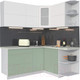 Миниатюра изображения товара Кухонный гарнитур Интерлиния Мила Матте 1.5x1.8 А правая (белый/мята/опал светлый)