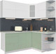 Миниатюра изображения товара Кухонный гарнитур Интерлиния Мила Матте 1.5x1.9 А правая (белый/мята/опал светлый)