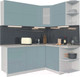 Миниатюра изображения товара Кухонный гарнитур Интерлиния Мила Матте 1.5x1.9 А правая (океан/океан/травертин серый)