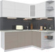 Миниатюра изображения товара Кухонный гарнитур Интерлиния Мила Матте 1.5x2.0 А правая (белый/луна/опал светлый)