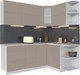 Миниатюра изображения товара Кухонный гарнитур Интерлиния Мила Матте 1.5x2.0 А правая (луна/луна/травертин серый)