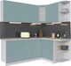 Миниатюра изображения товара Кухонный гарнитур Интерлиния Мила Матте 1.5x2.0 А правая (океан/океан/травертин серый)