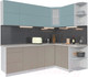 Миниатюра изображения товара Кухонный гарнитур Интерлиния Мила Матте 1.5x2.3 А правая (океан/луна/травертин серый)