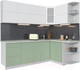 Миниатюра изображения товара Кухонный гарнитур Интерлиния Мила Матте 1.5x2.3 А правая (белый/мята/опал светлый)