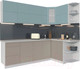 Миниатюра изображения товара Кухонный гарнитур Интерлиния Мила Матте 1.5x2.4 А правая (океан/луна/травертин серый)