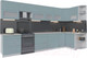 Миниатюра изображения товара Кухонный гарнитур Интерлиния Мила Матте 1.5x3.7 Б правая (океан/океан/травертин серый)