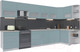 Миниатюра изображения товара Кухонный гарнитур Интерлиния Мила Матте 1.5x3.8 Б правая (океан/океан/травертин серый)