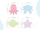 Миниатюра изображения товара Набор ковриков для купания ROXY-KIDS Sea Animals Soft Colors / RBM-012-SA (12шт)