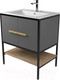 Миниатюра изображения товара Тумба под умывальник Дабер 010 / Т10.7.2.4 (черный/серый/дуб канзас коричневый)