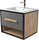 Миниатюра изображения товара Тумба под умывальник Дабер 009 / Т9.6.2.4 (черный/серый/дуб канзас коричневый)