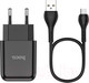 Миниатюра изображения товара Зарядное устройство сетевое Hoco N2 + кабель AM-MicroBM / 6931474728845 (черный)