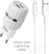 Миниатюра изображения товара Зарядное устройство сетевое Hoco C41A + кабель AM-8pin Lightning / 6957531080589 (белый)