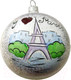 Миниатюра изображения товара Шар новогодний Декарт Париж Эйфелева башня 8Ш0009 (8см, белый)