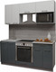 Миниатюра изображения товара Кухонный гарнитур Интерлиния Мила Gloss 1.8 (белый/асфальт)