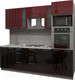 Миниатюра изображения товара Кухонный гарнитур Интерлиния Мила Gloss 2.4 (бордовый/черный)