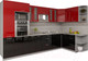 Миниатюра изображения товара Кухонный гарнитур Интерлиния Мила Gloss 1.68x3.4 правая (красный/черный)