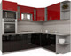 Миниатюра изображения товара Кухонный гарнитур Интерлиния Мила Gloss 1.88x2.4 правая (красный/черный)