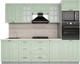 Миниатюра изображения товара Кухонный гарнитур Интерлиния Мила Деко 2.6 (мята/мята/травертин серый)